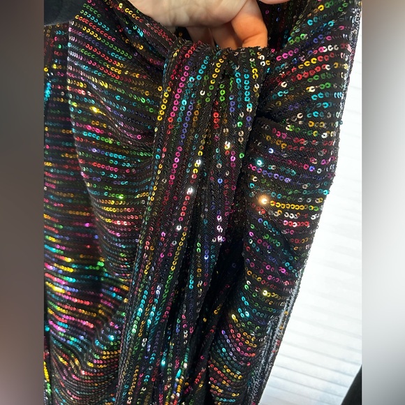 Large Grace Karin Multi-color Sparkle wrap midi dress - Picture 3 of 5